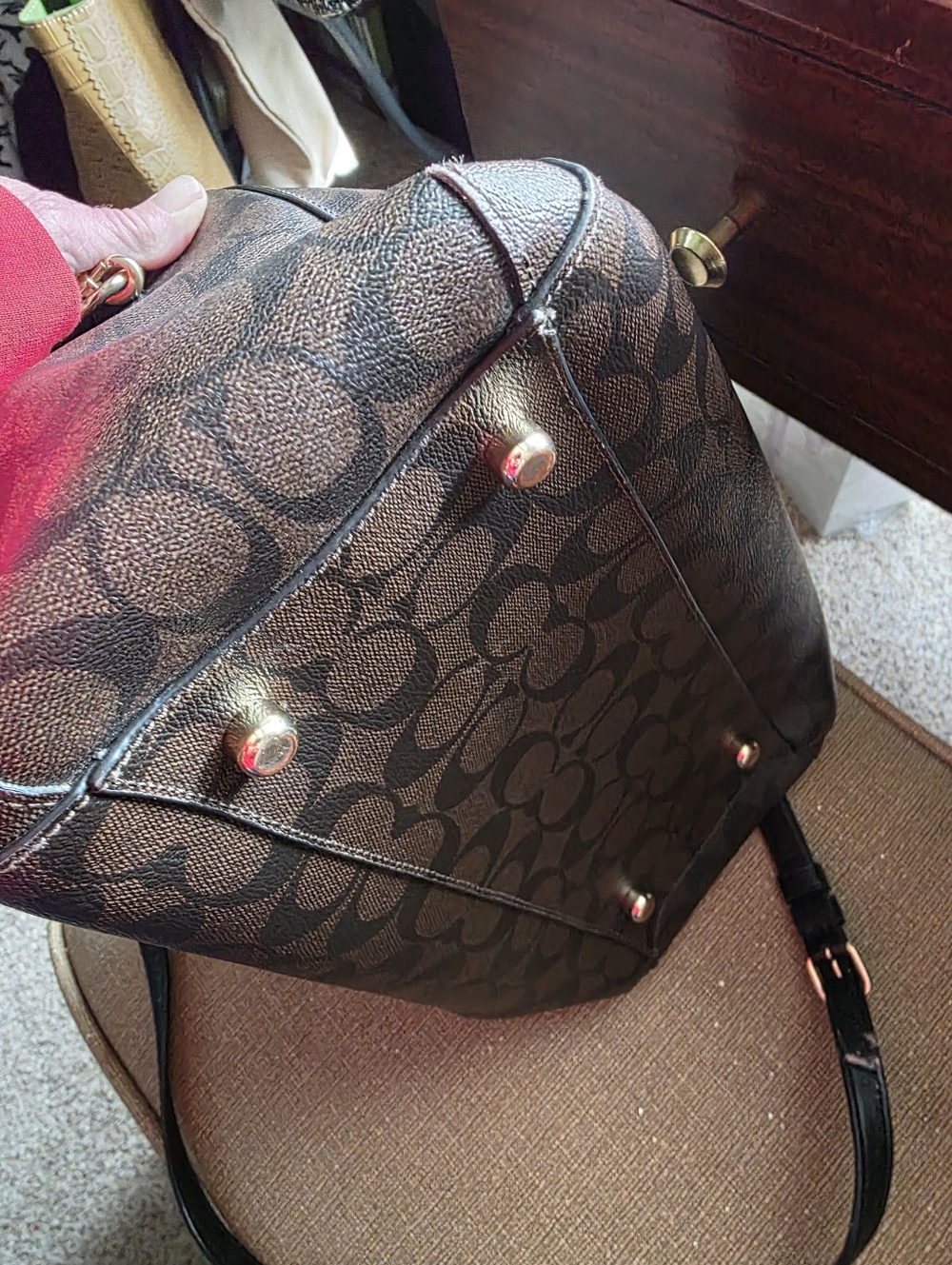 Coach Black Signature Satchel with Matching Pouch and Charm - Picture 13 of 14